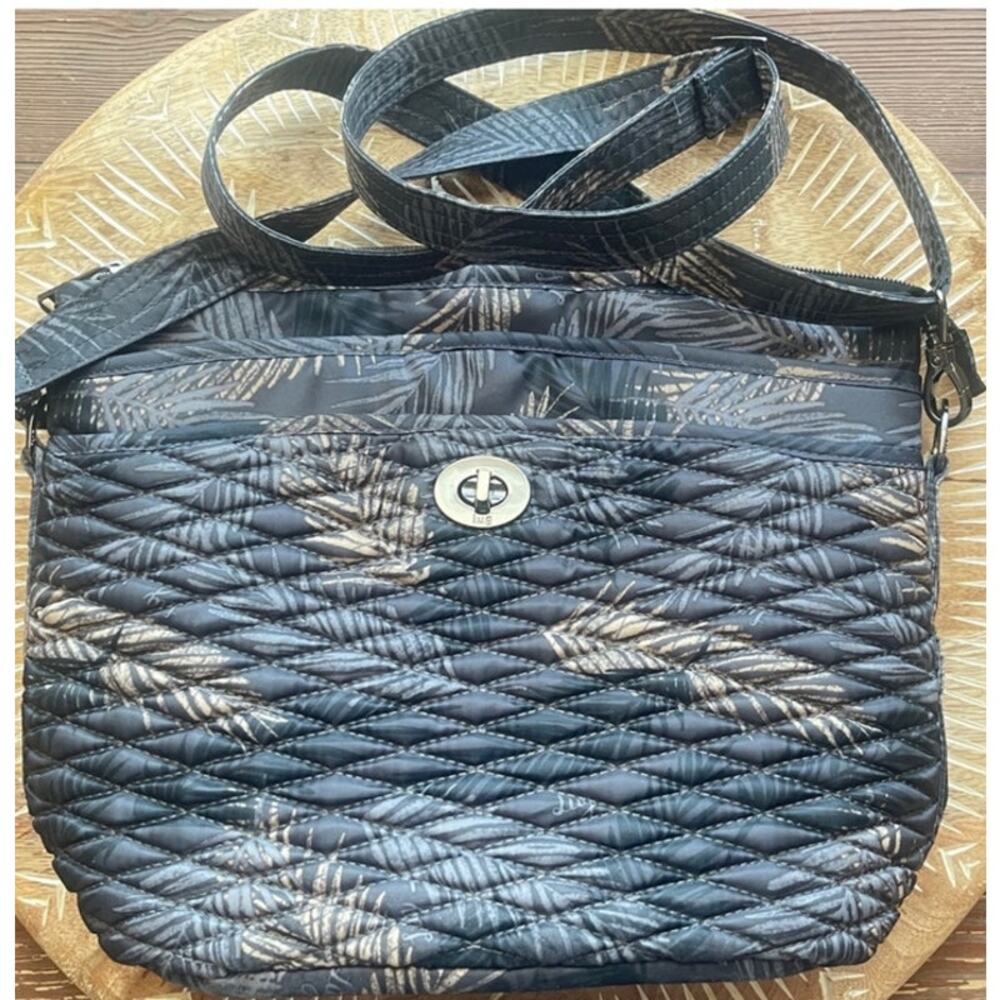 Adagio quilted bubble adjustable crossbody by LUG in Tropical Fog RFID